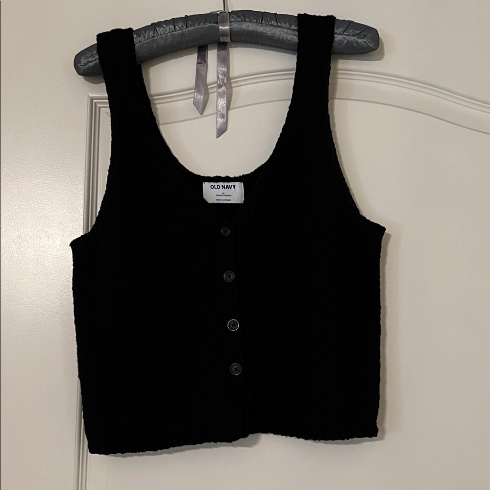 Old Navy Black Button-Front Tank Top